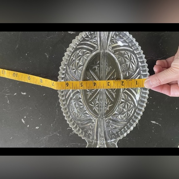 Anchor Hocking Serving Dish Stars Pattern 2 Compartment 10" x 6 1/4" Relish - Picture 2 of 5